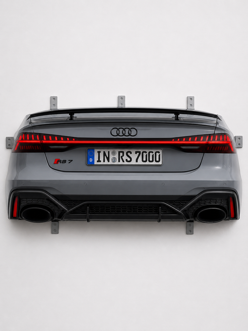 Wall-mounted shelf cast from a grand tourer rear end